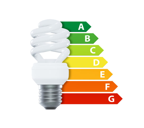 Bulb energy efficiency graphic and A to G chart