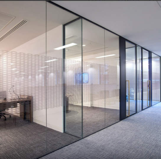 Glass office partitioning