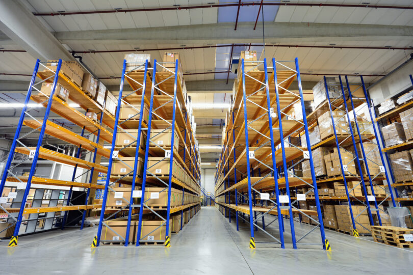 Organised warehouse racking