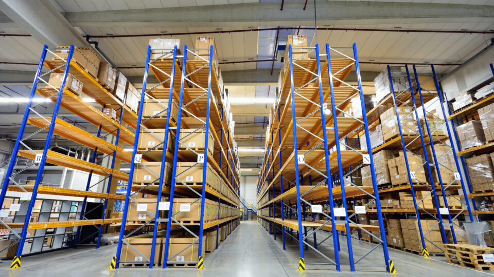 Organised warehouse racking