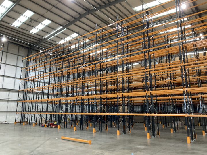 DHL- Canton Lane wide shot of large pallet racking installed in their warehouse